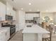 Bright kitchen featuring stainless steel appliances, a large island, and modern white cabinetry at 1120 Landen Creek Ln, Zebulon, NC 27597