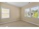 Bright bedroom featuring neutral walls, carpet, and two windows, perfect for comfortable living at 134 Barclay Valley Dr, Cary, NC 27519
