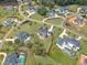Neighborhood aerial view showing the luxurious homes with pools, landscaping, and winding streets at 1633 Estate Valley Ln, Raleigh, NC 27613