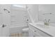Clean bathroom with modern vanity, bathtub, and shower head at 19 Southern Village Dr, Roxboro, NC 27573