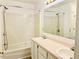 Bathroom featuring a double sink and a shower/tub combo at 203 Standish Dr, Chapel Hill, NC 27517
