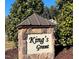 Stone-based sign marking the King's Grant community at 2089 Florine Dr, Apex, NC 27502