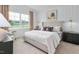 Serene main bedroom features a large window, neutral decor, and ensuite bathroom at 2736 Luxborough Ln, Mebane, NC 27302