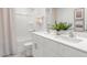 Bathroom features double sinks, a bathtub, a shower, and modern fixtures at 2739 Luxborough Ln, Mebane, NC 27302