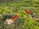 Overhead view highlighting the location of the home and proximity to the Upper Little River at 2784 Norrington Rd, Lillington, NC 27546