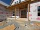 Partially completed covered entrance with double doors, ready for finishing touches at 348 Inspiration Way, Fuquay Varina, NC 27526