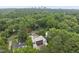 Aerial view of custom new home surrounded by lush greenery and mature trees at 516 Transylvania Ave, Raleigh, NC 27609