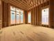 View of the interior showcasing stud walls and the large windows providing lots of natural light at 516 Transylvania Ave, Raleigh, NC 27609