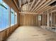 Unfinished living room featuring multiple windows, wood frame construction, and open concept design in new home at 516 Transylvania Ave, Raleigh, NC 27609