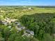 Wide aerial view showcasing the neighborhood's layout and the property's setting among lush greenery at 621 Bon Air Ave, Durham, NC 27704