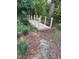 Wooden footbridge through a wooded area with lush greenery and natural surroundings at 621 Bon Air Ave, Durham, NC 27704