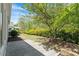 This landscaped backyard offers plenty of space and privacy with a tree and hedges at 803 Footbridge Pl, Cary, NC 27519