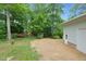 Expansive backyard with lush greenery, mature trees, and a play set, perfect for outdoor fun at 905 Cindy St, Cary, NC 27511