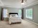 Light-filled main bedroom with carpet, neutral walls, and tray ceiling at 113 Chesterfield Dr, Cary, NC 27513