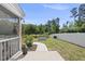 View of a fenced backyard with a view of the forest and a screened-in porch at 115 Zulabelle Ct, Garner, NC 27529