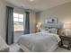 Comfortable bedroom with neutral tones, a large window, and stylish furnishings at 125 Verona Villa Dr, Burlington, NC 27215
