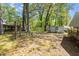 Spacious backyard with mature trees and utility shed at 2343 Derby Dr, Raleigh, NC 27610