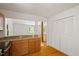 Efficient kitchen features a breakfast bar with attractive wood cabinets at 3605 Moonlight Dr, Chapel Hill, NC 27516