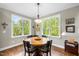 Dining area is surrounded by large windows offering tranquil views and natural light at 3805 Watermark Dr, Franklinton, NC 27525