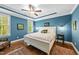 Spacious main bedroom featuring hardwood floors, recessed lighting, and natural light at 3805 Watermark Dr, Franklinton, NC 27525