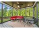 Inviting screened-in porch with comfortable seating and view of lush greenery at 3805 Watermark Dr, Franklinton, NC 27525