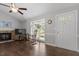 Inviting living room features a fireplace, hardwood floors, and neutral paint colors at 500 W Woodcroft Pkwy # 13D, Durham, NC 27713
