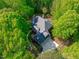 Aerial view of a house nestled amongst lush green trees, providing privacy at 5504 Spring Bluffs Ln, Raleigh, NC 27606
