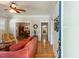Bright living room flowing into dining area, showcasing hardwood floors and an inviting open-concept design at 7308 York, Mebane, NC 27302