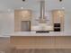 Contemporary kitchen features a large island with cooktop and quartz countertops at 1012 Manor Way, Durham, NC 27701