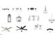 Selection of various modern interior home lighting fixtures including pendant lights and ceiling fans at 1021 Azalea Garden Cir, Raleigh, NC 27603