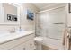 Bright bathroom with white cabinets, shower, and modern faucet at 109 Bessemer Pl, Durham, NC 27712