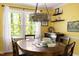 Cozy dining room with a round table, decorative chandelier, and bright yellow walls at 109 Bessemer Pl, Durham, NC 27712