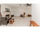 Expansive living room with fireplace, tile floors, and plenty of space at 2307 Piedmont Dr, Sanford, NC 27330