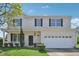 Charming two-story home featuring classic curb appeal with a well-manicured lawn and attached two-car garage at 3604 Rivermist Dr, Raleigh, NC 27610