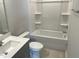 Clean bathroom features a new toilet, vanity, mirror and a tub/shower combo at 4004 Silver Oak Ln, Durham, NC 27703