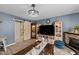 The cozy living room offers a fireplace and stylish decor at 508 2Nd Street St, Apex, NC 27502
