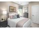 Cozy bedroom with a comfortable bed, neutral tones, decorative pillows, and ample natural light at 533 Freedom Trail Dr, Willow Springs, NC 27592