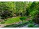 Lush backyard with manicured lawn and mature trees provide privacy at 5605 Cary Glen Blvd, Cary, NC 27519