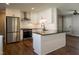 A modern kitchen with stainless steel appliances, a subway tile backsplash, and an island at 101 Pine St, Dunn, NC 28334