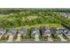 An aerial view showcases homes nestled within a neighborhood and scenic landscape at 1047 Aberlour Ln, Burlington, NC 27215