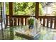 Inviting screened porch showcasing a glass table with table setting, offering a serene dining experience at 107 Whitby Ct, Cary, NC 27511