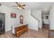 Cozy dining area featuring a wooden table and benches, complete with a ceiling fan at 150 Sherrill Place Ln, Garner, NC 27529