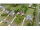 Overhead view of the property showcasing mature landscaping, a large backyard, and neighborhood at 2053 Monthaven Dr, Wake Forest, NC 27587