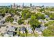 Stunning aerial view of a charming neighborhood with lush greenery and a vibrant cityscape backdrop at 215 Haywood St, Raleigh, NC 27601