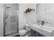 Modern bathroom with a sleek shower, stylish vessel sink, and contemporary finishes creating a spa-like experience at 215 Haywood St, Raleigh, NC 27601