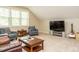 This is an upstairs bonus room with a large TV, several chairs and a window with blinds at 2317 Emerald Woods Dr, Wake Forest, NC 27587