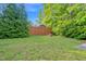 Fenced backyard with mature trees and lawn at 2418 Mont Haven Dr, Durham, NC 27712