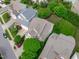 Aerial view displaying the home's layout, landscaping, and neighborhood context at 2832 Cameron Pond Dr, Cary, NC 27519