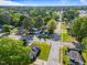 Aerial view showcases the residential neighborhood featuring lush greenery and well-spaced homes at 302 N Sumner St, Selma, NC 27576