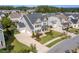 Aerial view of a beautiful two-story home with a two-car garage in a residential neighborhood at 3209 Star Gazing Ct, Wake Forest, NC 27587